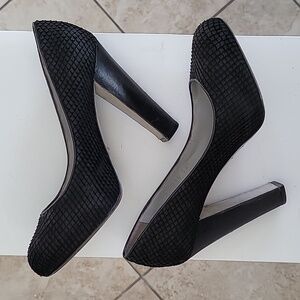 Sergio Rossi Pumps 36.5 Black Leather Snakeskin Heels Animal Print